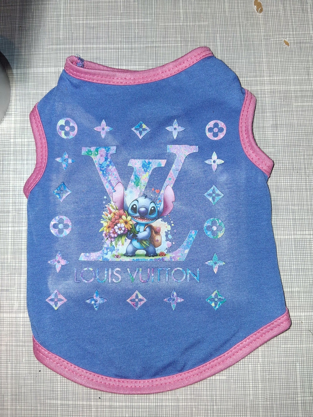 LV × Lilo & Stitch Blue And Purple Pet Dog/Cat Tank Top S/M